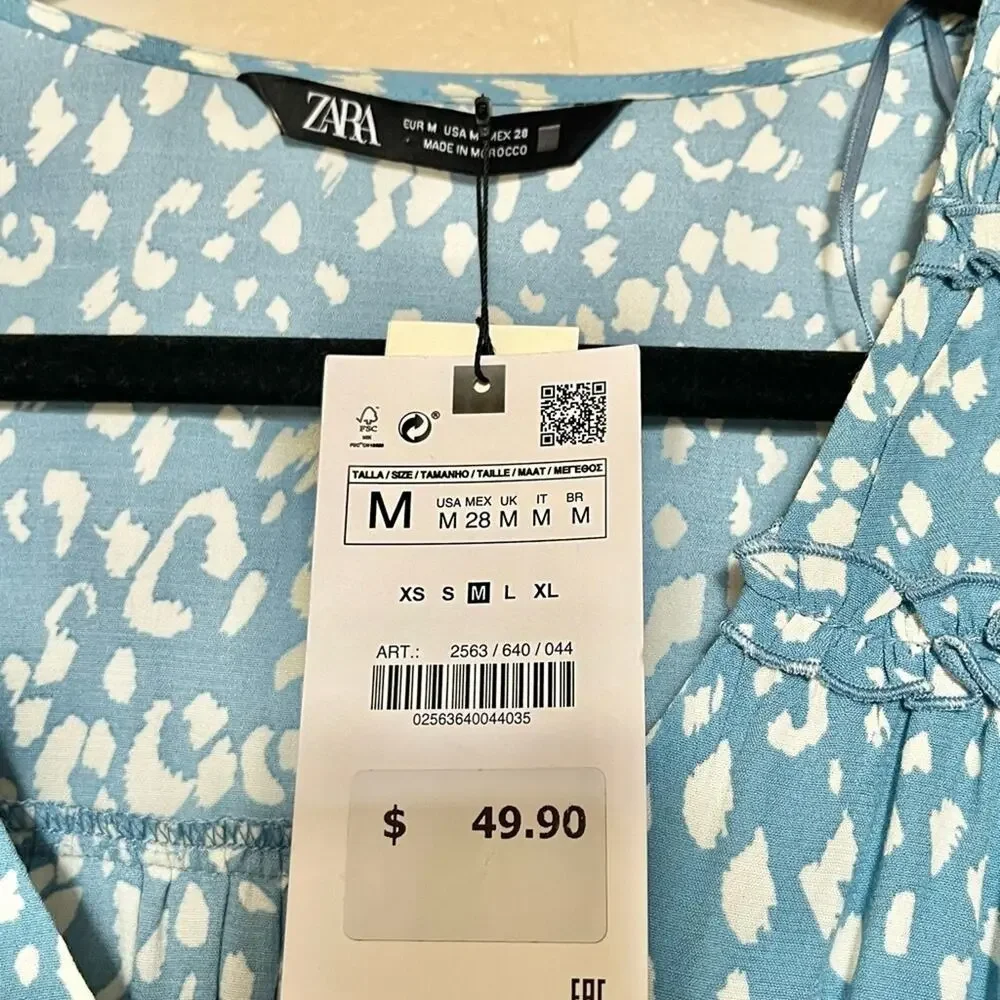 NWT Zara Animal print short dress blue medium